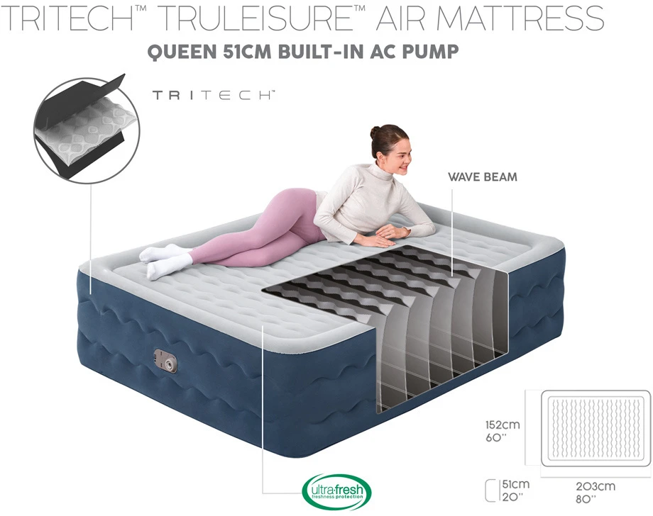 „Bestway 2“ asmenų karalienė „Tritech Truleisure“ oro čiužinys 203x152x51cm 6716p