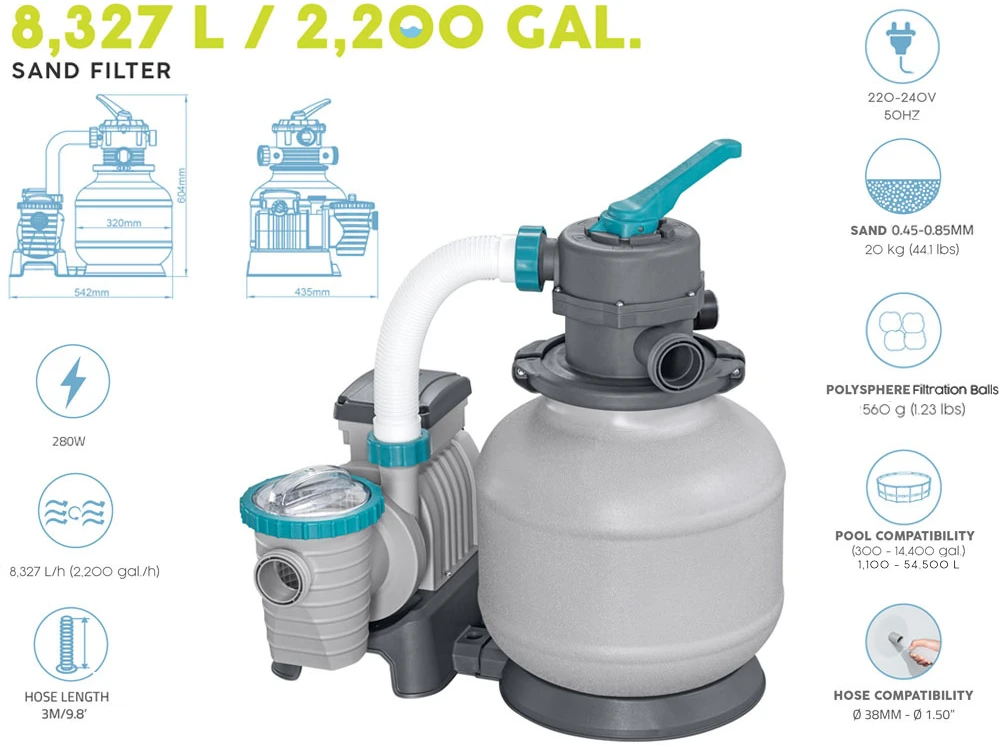 Bestway Basset smėlio siurblys 8327 l / h 58499