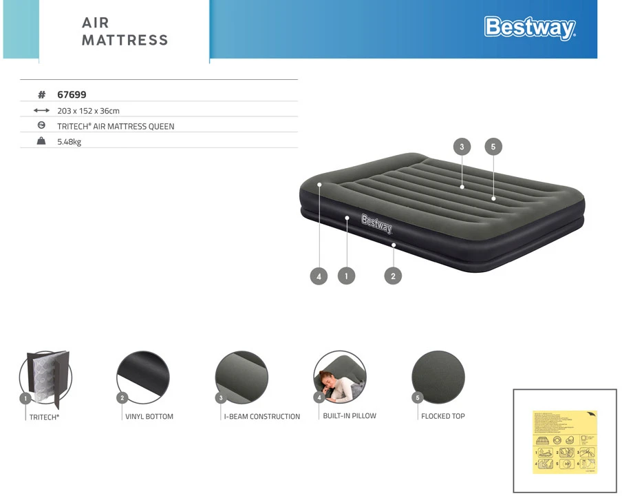 Bestway Pripučiamas čiužinys 203x152x36 cm