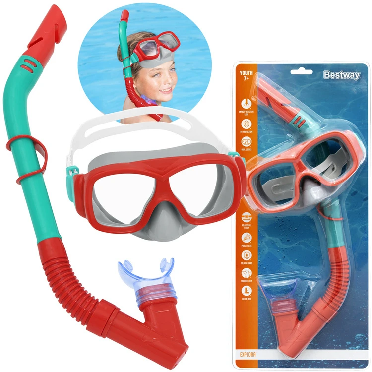 Bestway Set Mask with snorkel for diving Raudonas 7+ 24032