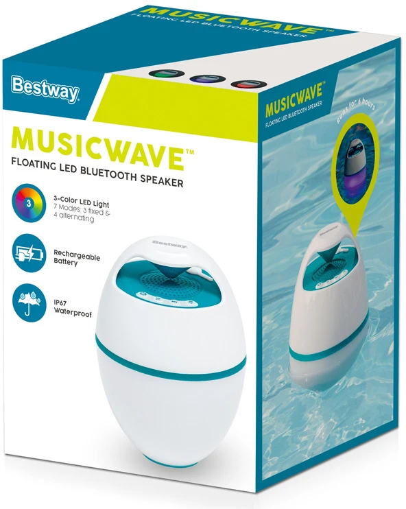 Bestway plaukiojantis MusicWave™ garsiakalbis su Bluetooth ir 58700 LED lempute