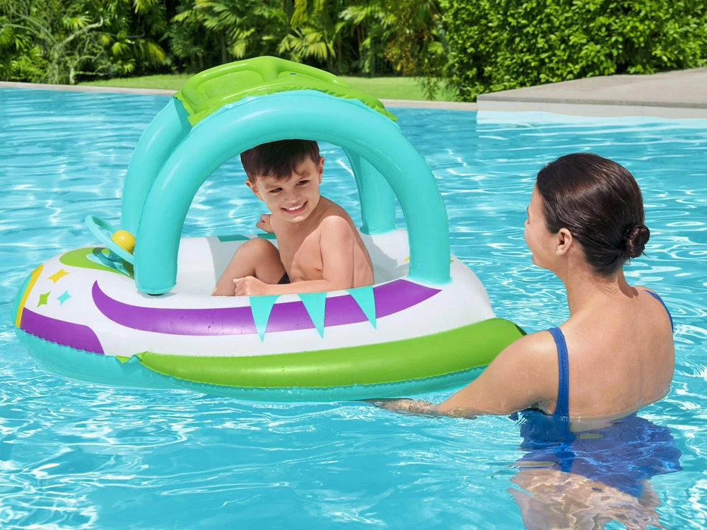 BESTWAY pripučiamas vaikiškas plaustas su stogeliu Space Splash, 1.07m x 1.12m, 34149
