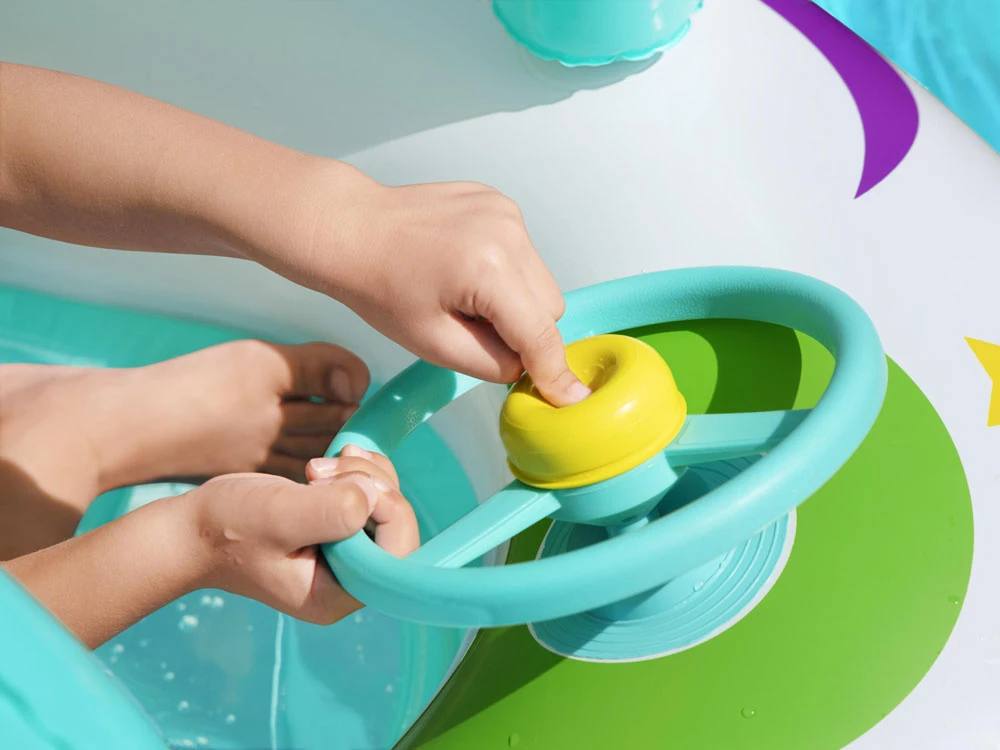 BESTWAY pripučiamas vaikiškas plaustas su stogeliu Space Splash, 1.07m x 1.12m, 34149