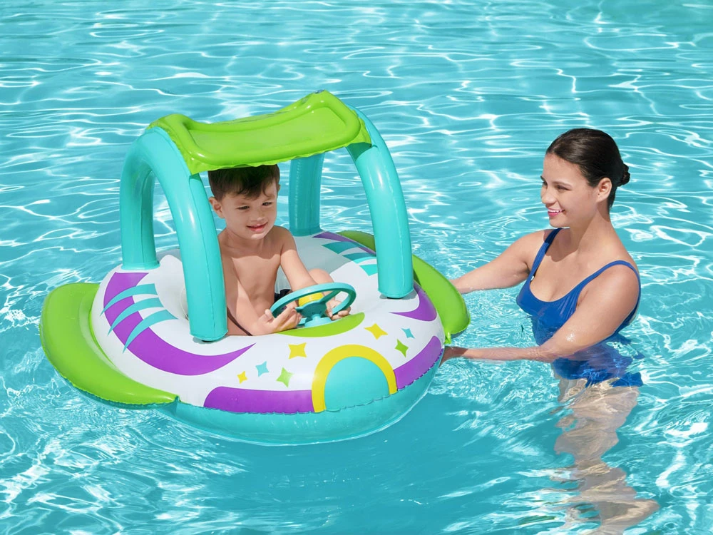 BESTWAY pripučiamas vaikiškas plaustas su stogeliu Space Splash, 1.07m x 1.12m, 34149