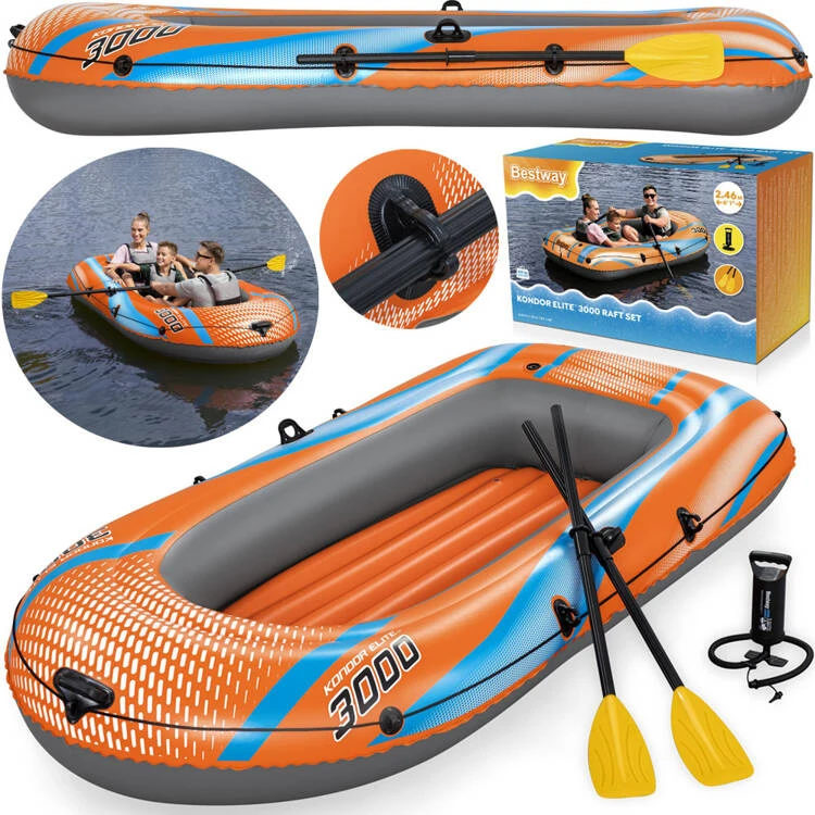 Bestway pripučiamų plaustų rinkinys Kondor Elite 3000 suklijomis ir pompa 61145