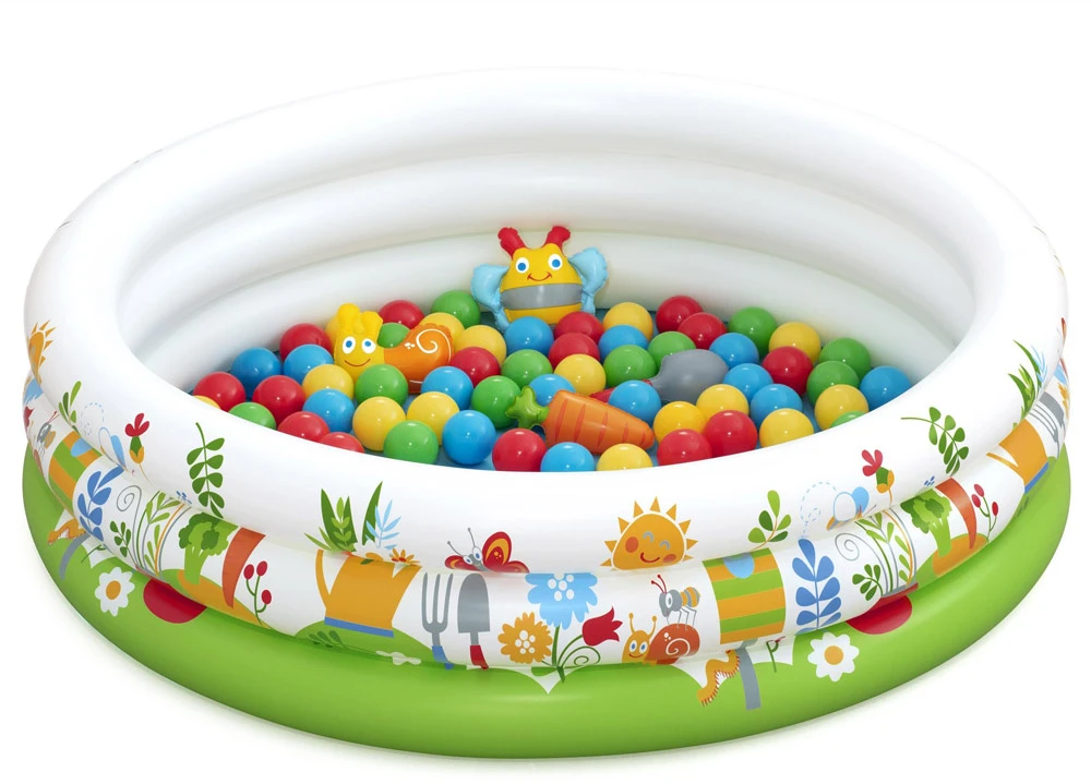 Bestway Sausas baseinas su kamuoliukais GĖLĖ 102x25cm + 50 kamuoliukų ir žaislų 52466