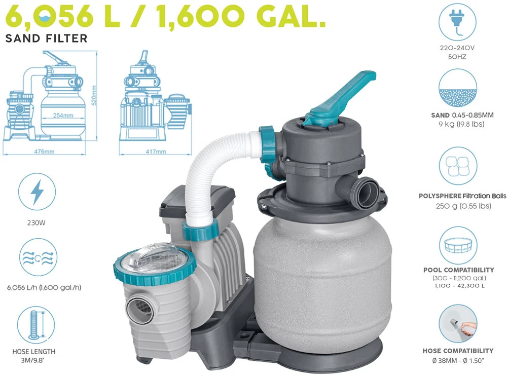 Smėlio filtravimo siurblys baseinams Bestway 58497, 5678L/h