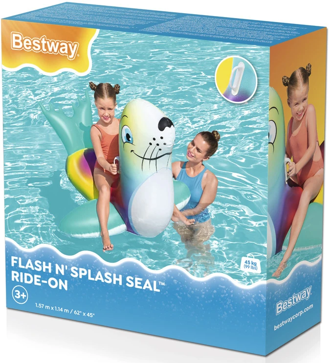 Bestway Spalvinga pripučiama SEAL plaukimo aikštelė su rankenomis 157 x 114 cm 41479