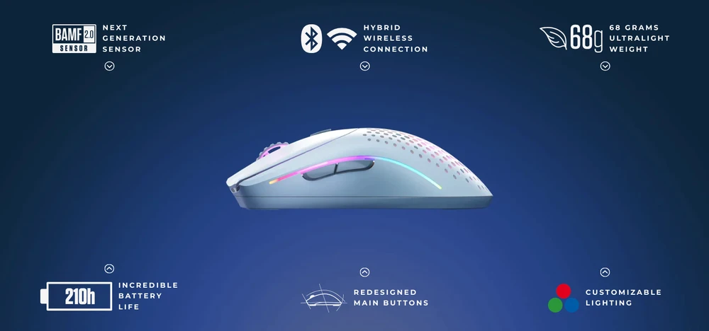 Glorious Model O 2 Matte Baltas Wireless (Balta Matinė) Belaidė Žaidimų Pelė