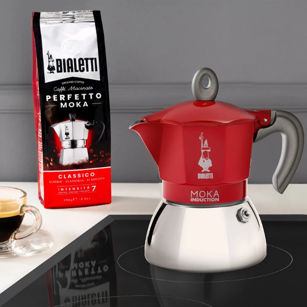 Kavinukas Bialetti Moka Induction 2TZ (100ml), raudonas