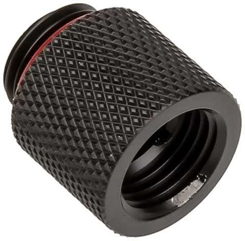Bitspower adapteris G1/4 colio kištukas į G1/4 colio kištuką – 15 mm, juodos spalvos