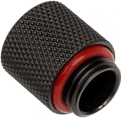 Bitspower adapteris G1/4 colio kištukas į G1/4 colio kištuką – 15 mm, juodos spalvos