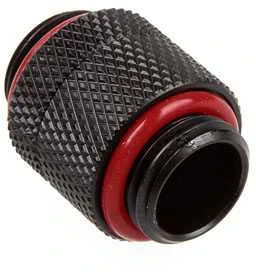 Bitspower adapteris, tiesus, G1/4 colio AG į G1/4 colio AG – pasukamas, juodos anglies spalvos