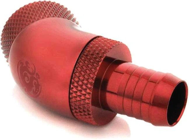 Raudona 45 laipsnių kampo pasukama jungtis 10mm žarnelei