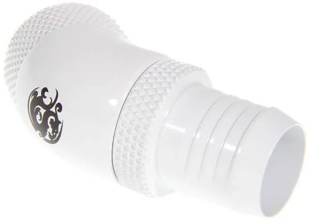 Bitspower jungtis, 45 laipsnių, G1/4 colio AG – 13 mm ID – pasukama, balta