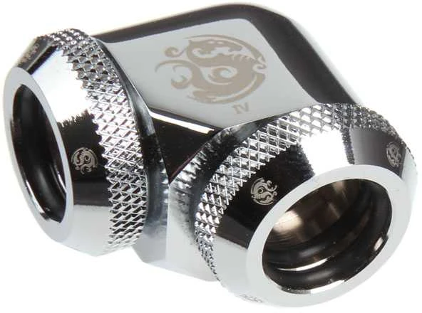Bitspower Multi-Link Adapteris 90 Degree 12mm OD to 12mm OD Hardtube – shiny sidabrinis