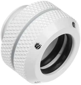 „Bitspower“ daugiakanalis adapteris, tiesus G1/4 colio vidinis sriegis su 12 mm išorinio skersmens kietu vamzdžiu, baltas