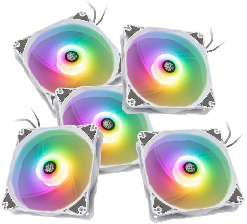 Bitspower Notos RGB PWM korpuso ventiliatorius, 120mm – baltos spalvos, 5er-Pack