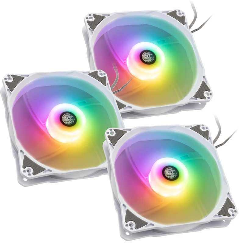 Bitspower Notos RGB PWM korpuso ventiliatorius, 120mm – baltos spalvos, 3er-Pack