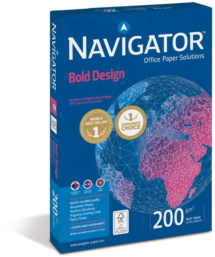 Biuro kopijavimo popierius NAVIGATOR Bold Design, A4, 200gsm, 150 lapų