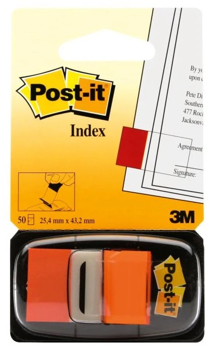3M Lipnūs žymekliai POST-IT, 25,4 x 43,2 mm, 50 lapelių, oranžinė