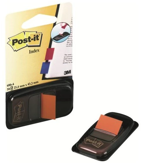 3M Lipnūs žymekliai POST-IT, 25,4 x 43,2 mm, 50 lapelių, oranžinė