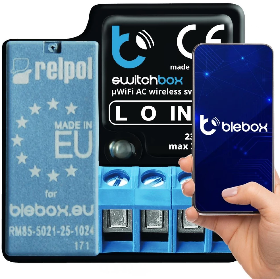 BleBox SwitchBox v3 - 230V WiFi relė - Android/iOS programa