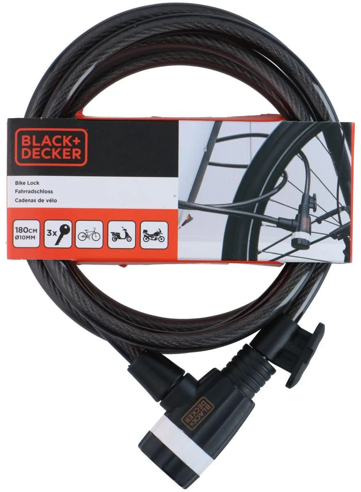 BLACK &amp; DECKER Dviračio spyna su laikikliu 10x180 cm