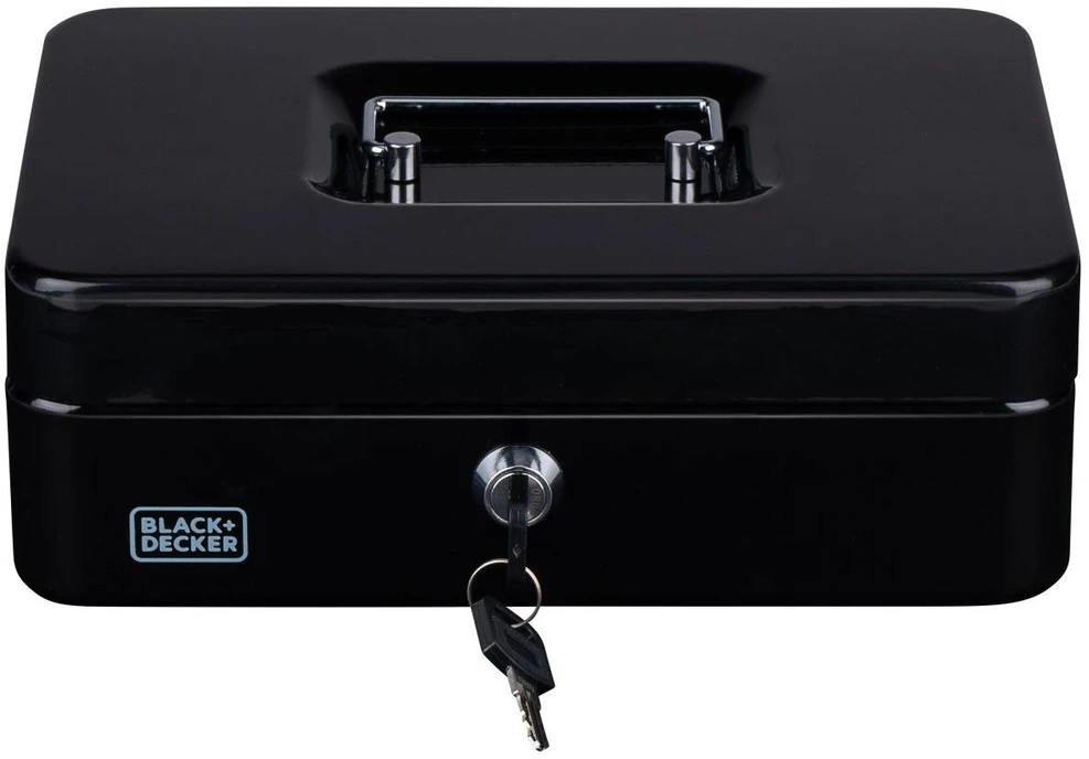 BLACK &amp; DECKER Juodo metalo dėžutė dokumentams ir pinigams
