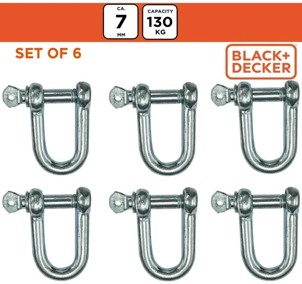 Black & Decker Plieniniai įsukami karabinai 6 vnt. Juodas & Decker