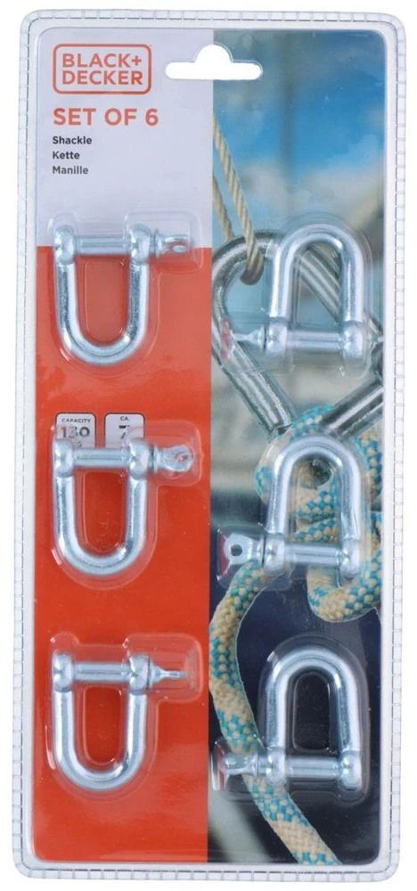 Black & Decker Plieniniai įsukami karabinai 6 vnt. Juodas & Decker