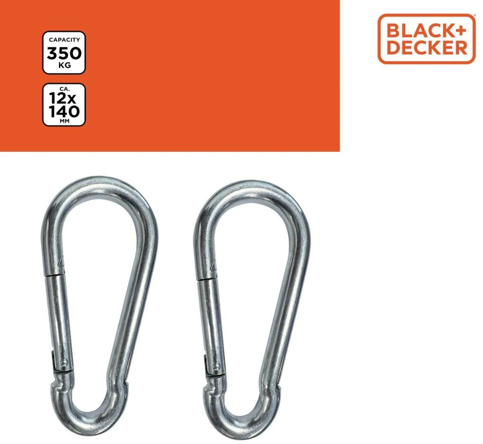 Rock Empire Juodas &amp; DECKER PLIENINIS KARABINAS 2VNT Juodas + DECKER 239972
