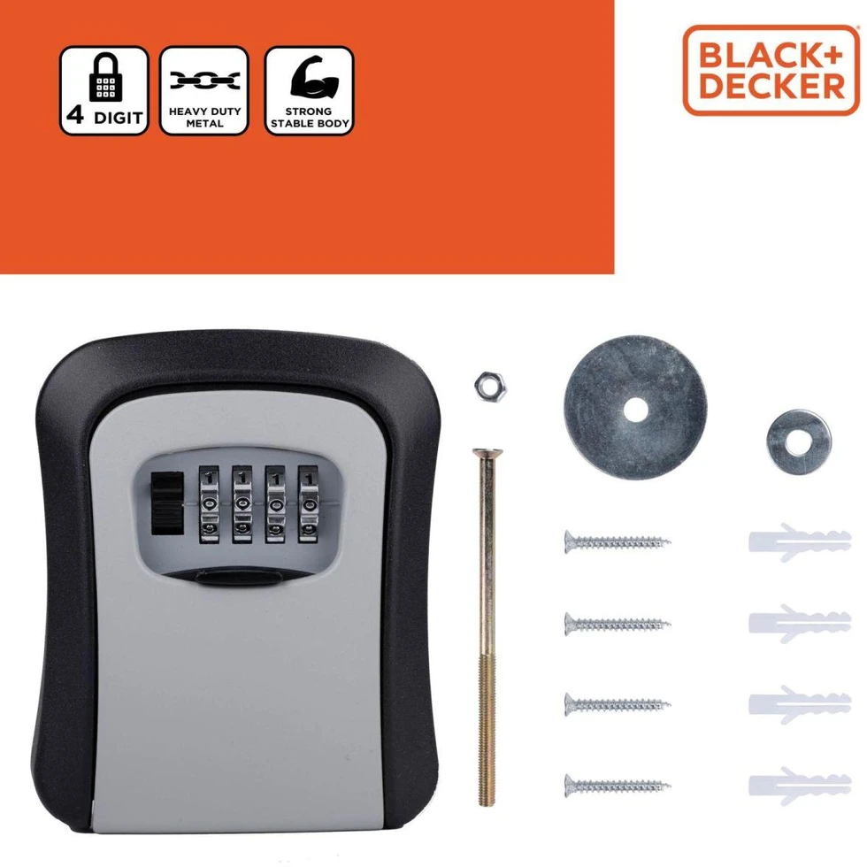 BLACK &amp; DECKER Juodas &amp; DECKER RAKINAMA RAKINĖ DĖŽUTĖ SU 4 SKAITMENŲ KODU Juodas + DECKER 239941