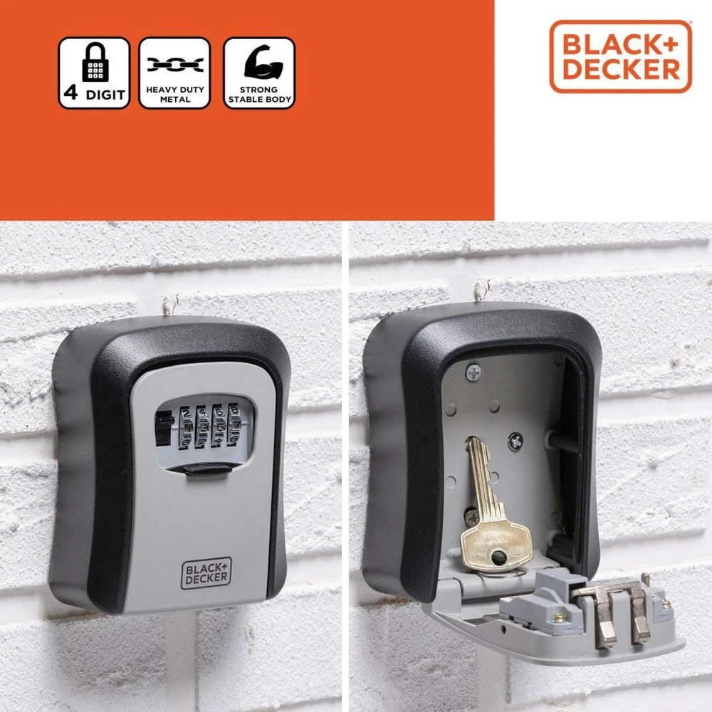 BLACK &amp; DECKER Juodas &amp; DECKER RAKINAMA RAKINĖ DĖŽUTĖ SU 4 SKAITMENŲ KODU Juodas + DECKER 239941