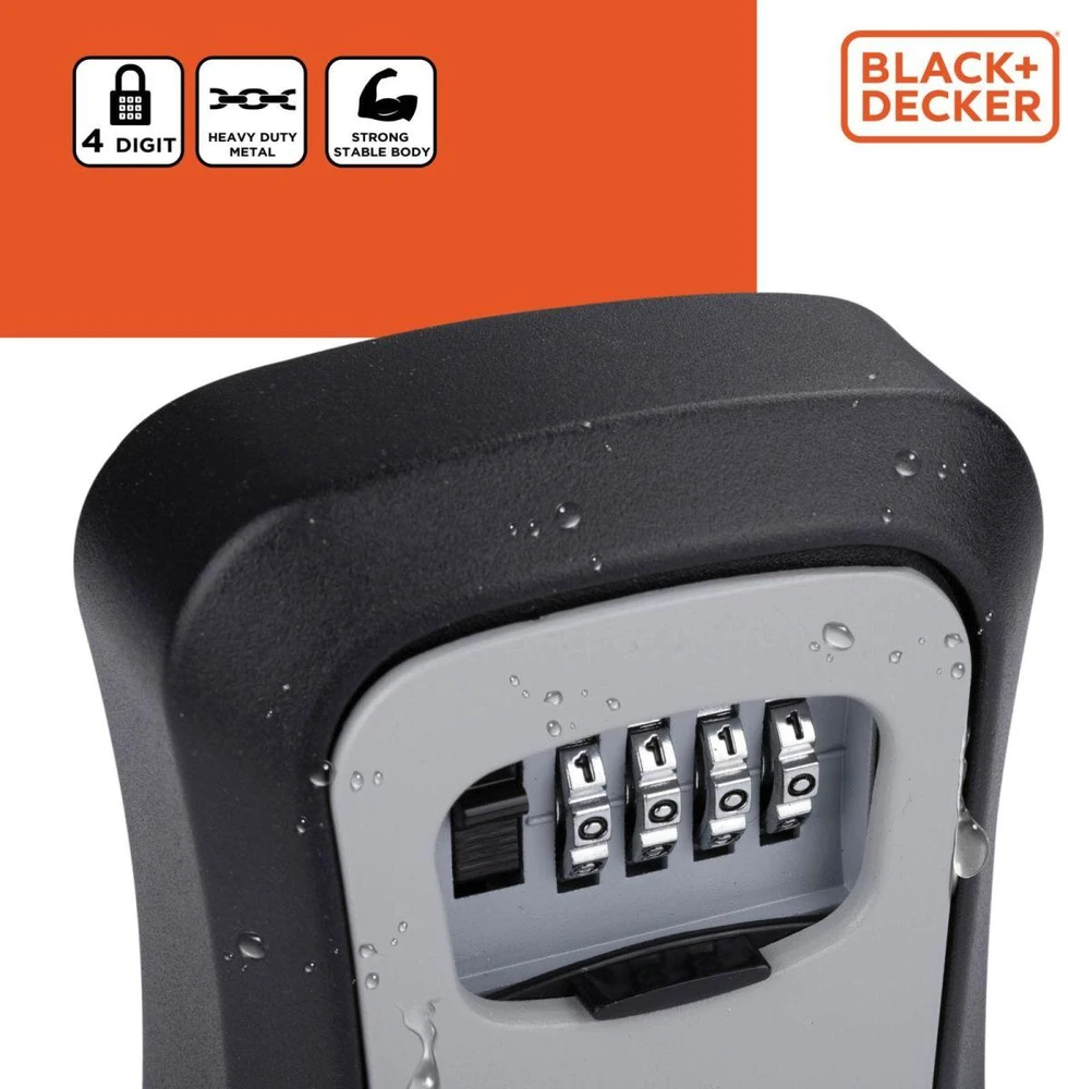 BLACK &amp; DECKER Juodas &amp; DECKER RAKINAMA RAKINĖ DĖŽUTĖ SU 4 SKAITMENŲ KODU Juodas + DECKER 239941
