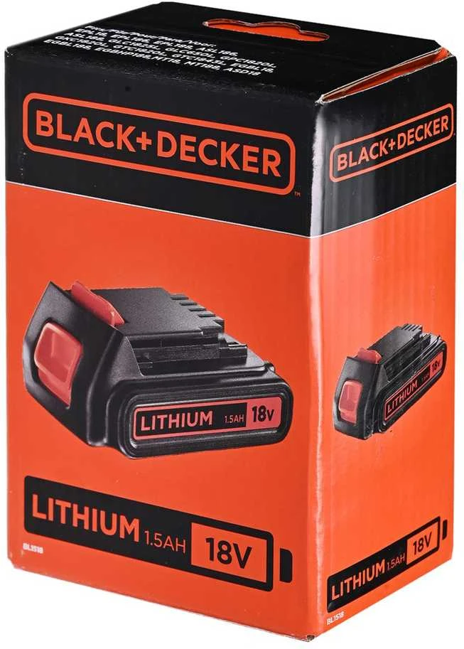 Black & Decker Juodas & Decker Akumuliatorius Juodas & Decker BL1518-XJ; 18 V; 1,5 Ah; Li-ion