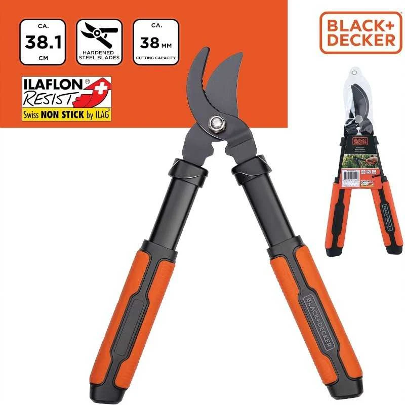 Black & Decker Juodas & Decker - Genėjimo / gyvatvorių / šakų žirklės 38,1x17,8x3 cm