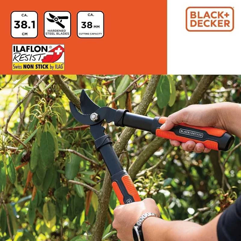 Black & Decker Juodas & Decker - Genėjimo / gyvatvorių / šakų žirklės 38,1x17,8x3 cm
