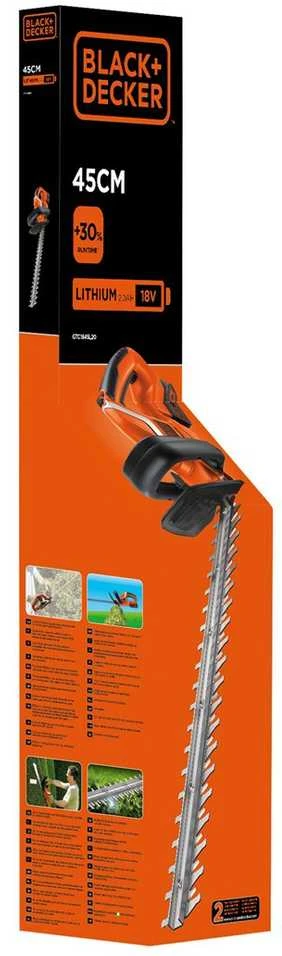Black & Decker Juodas & Decker Gyvatvorių žirklės Juodas & Decker GTC1845L20-QW; 18 V; 45 cm; 1x2,0 Ah akum.