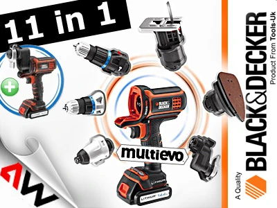 Black & Decker suktuvas gręžtuvas MultiEvo MT218KB-QW, 18V, 2x1.5 Ah, su lagaminu