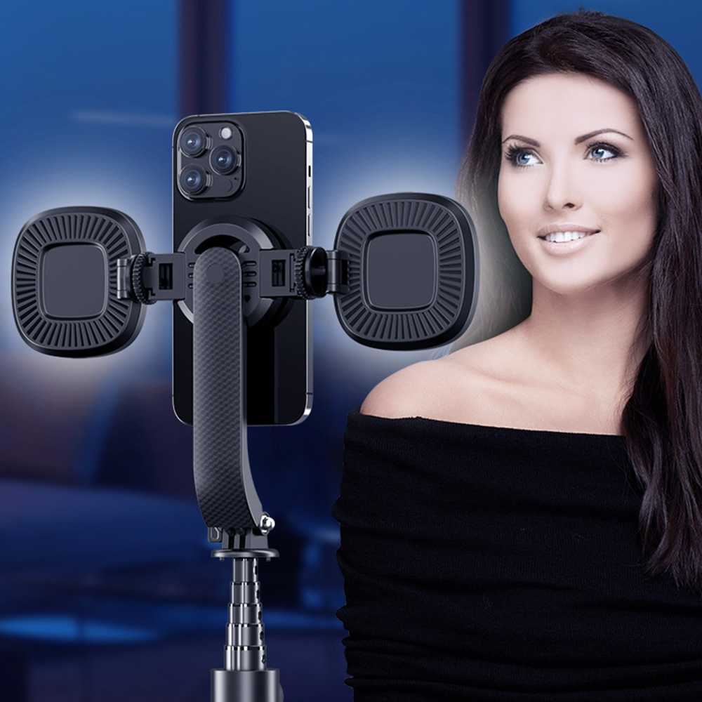 Blavec Asmenukių lazda Aliuminio Fusion P07 Magsafe tripod + nuotoliniu valdymu + 2 lamps 1,4 metres (SSFP07-MTR2LB14) juodos spalvos