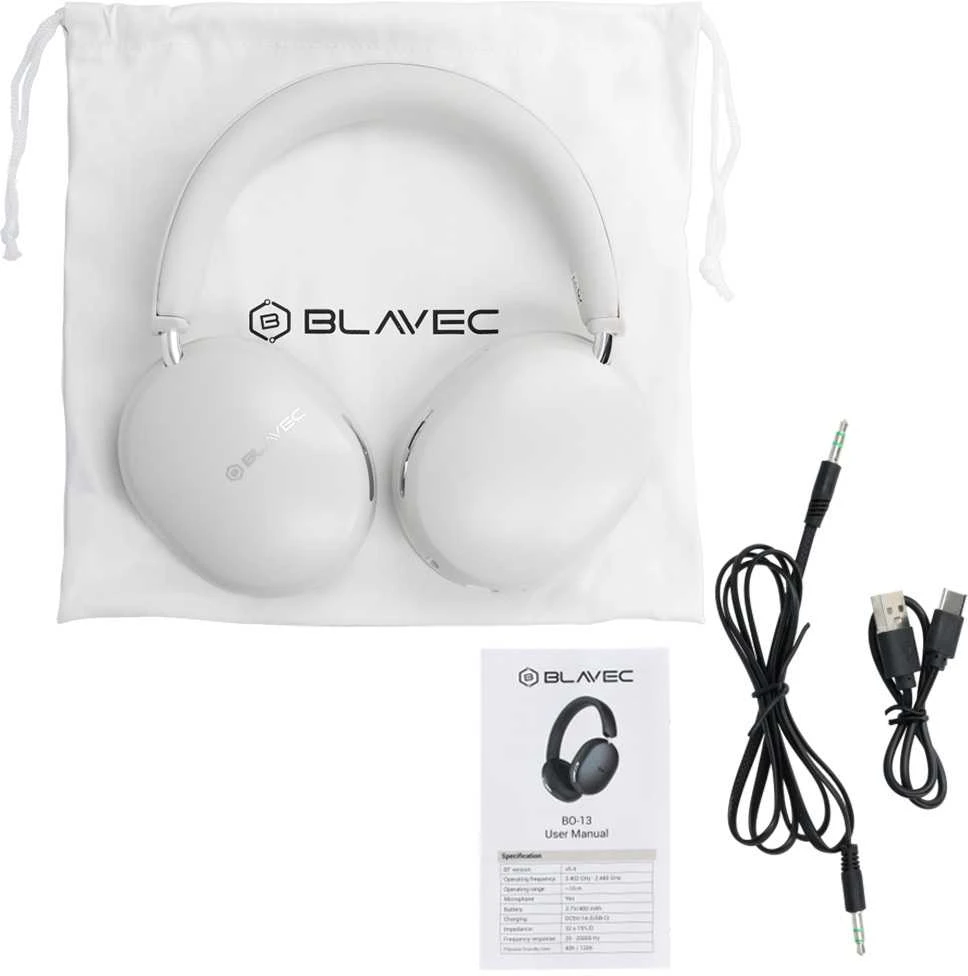 Oem Blavec ausines Bluetooth BO-13 Bass Aceonix ANC (BO13-W) baltos spalvos