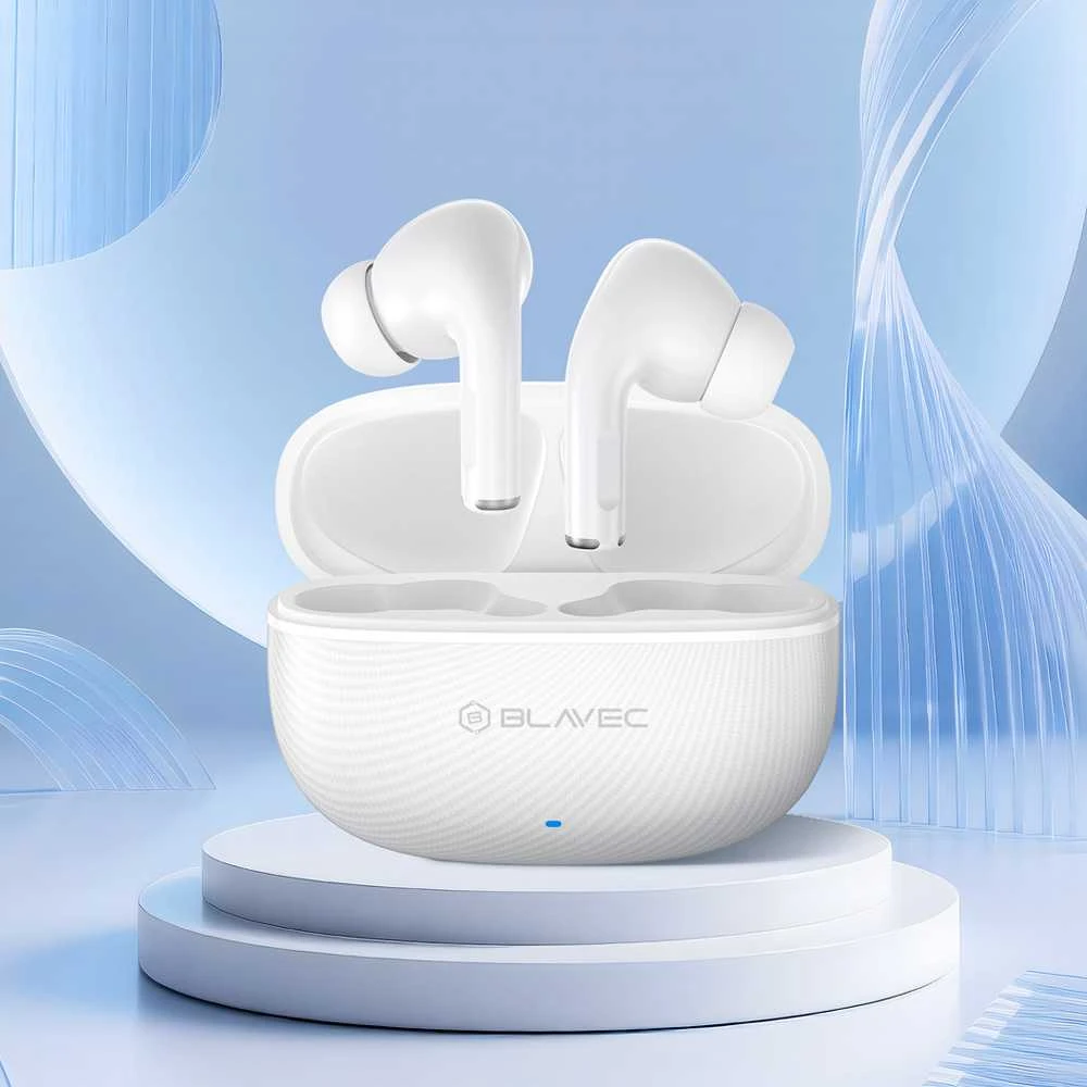 Blavec ausinės Bluetooth TWS BW-02 Carbon (BW02-W) baltos spalvos