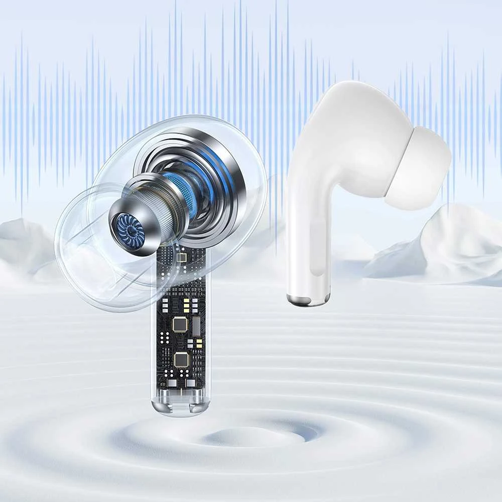 Blavec ausinės Bluetooth TWS BW-02 Carbon (BW02-W) baltos spalvos
