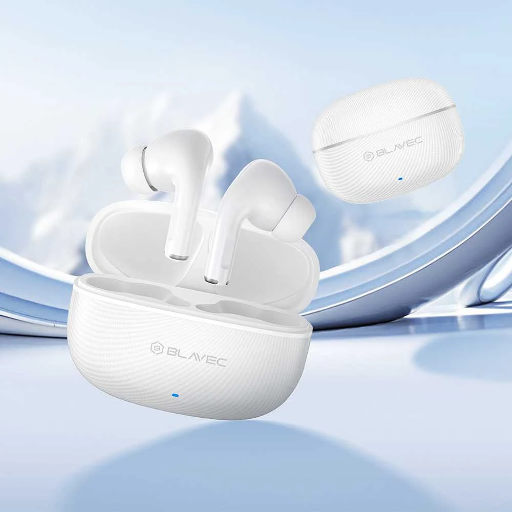 Blavec ausinės Bluetooth TWS BW-02 Carbon (BW02-W) baltos spalvos