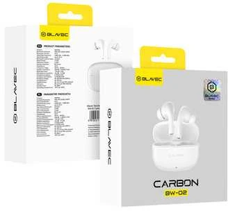 Blavec ausinės Bluetooth TWS BW-02 Carbon (BW02-W) baltos spalvos