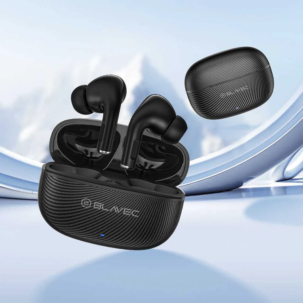 Blavec ausinės Bluetooth TWS BW-02 Carbon (BW02-B) juodos spalvos
