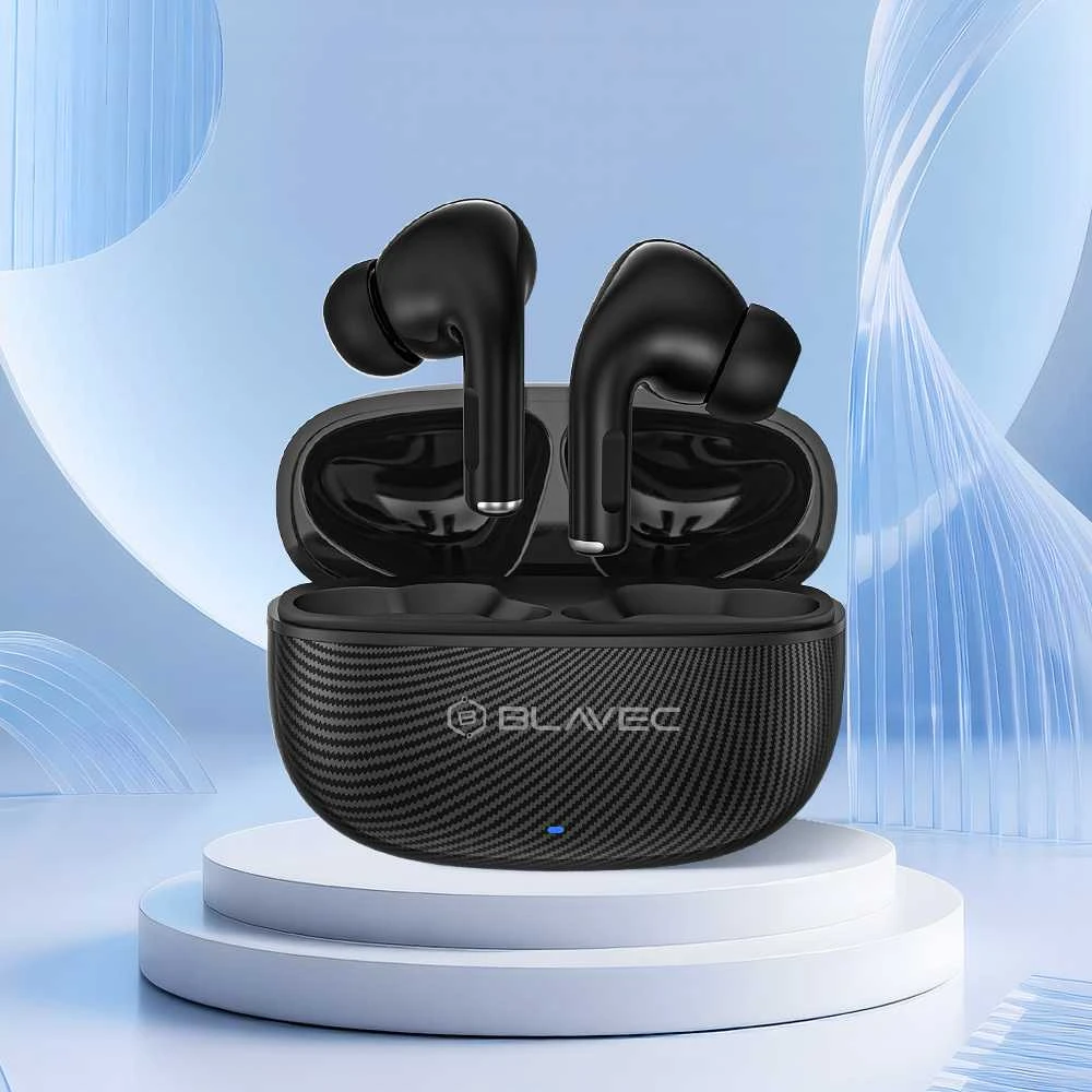 Blavec ausinės Bluetooth TWS BW-02 Carbon (BW02-B) juodos spalvos