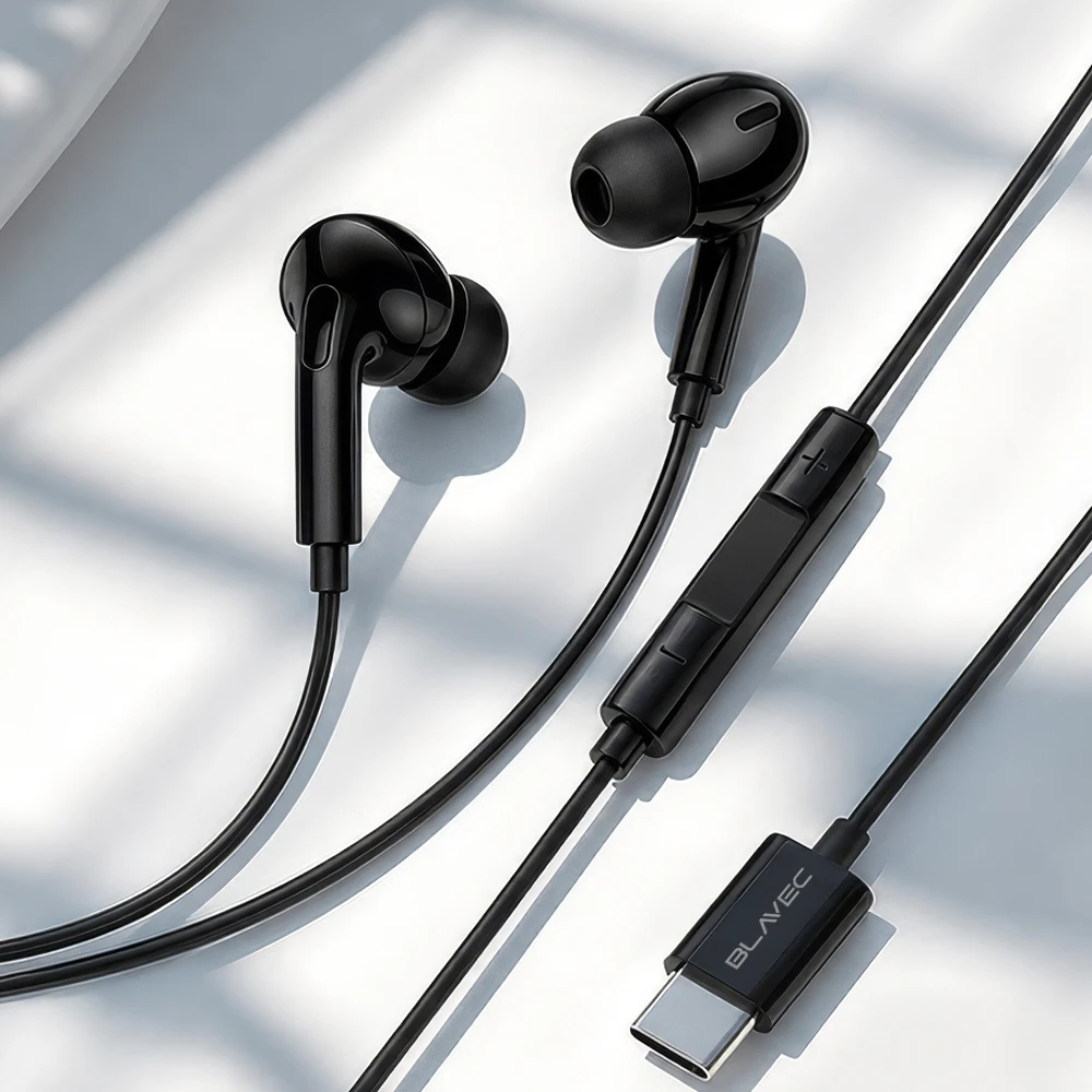 Blavec ausinės to ear BHS-01 su mikrofonu Type C (DAC) (BHS01-B) juodos spalvos