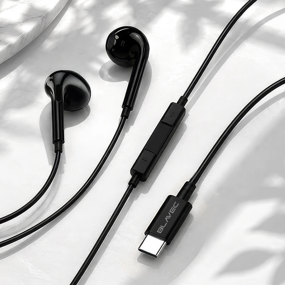 Blavec ausinės to ear BHS-02 su mikrofonu Type C (DAC) (BHS02-B) juodos spalvos